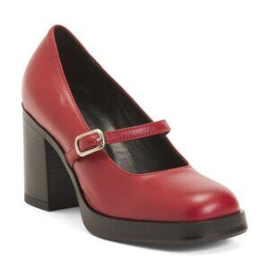 OROSCURO Made In Italy Leather Mary Jane Heel Shoes